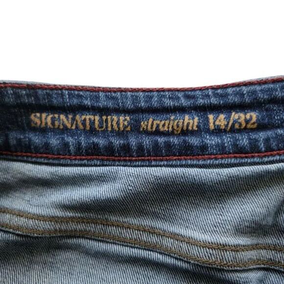 Vintage Signature Straight Leg Jeans Dark Wash Blue Women Sz 14 Stretch Classic - Picture 10 of 11
